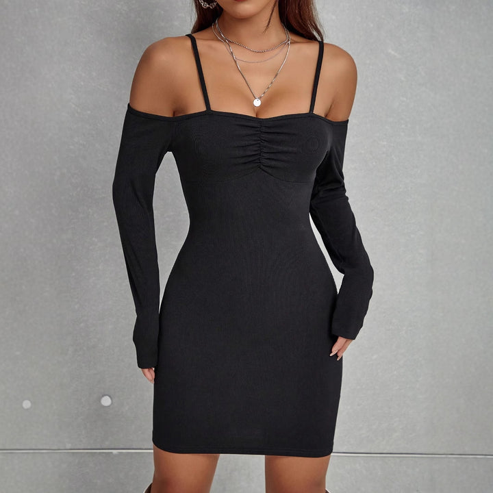 Damen elegantes Bodycon-Kleid mit Cut-Out-Details und langen Ärmeln Drune