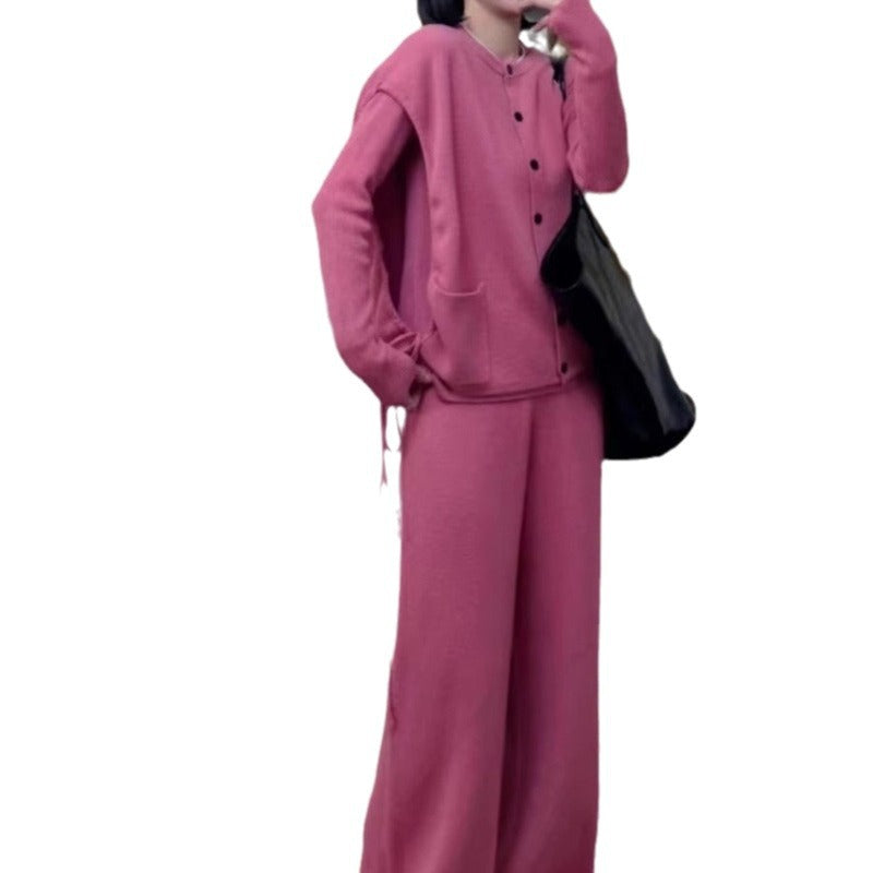 Damen Grobstrickjacke mit praktischen Seitentaschen und Knopfverschluss Drune