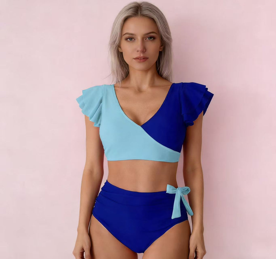 Damen Hochtailliertes Bikini-Set mit Rüschendetails Drune