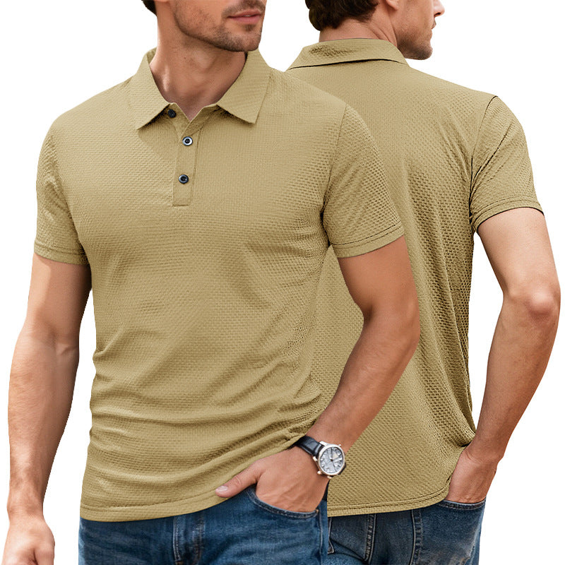 Herren nan strukturiertes Mikrojacquard-Poloshirt mit schlanker Passform und elastischem Komfortstretch Drune