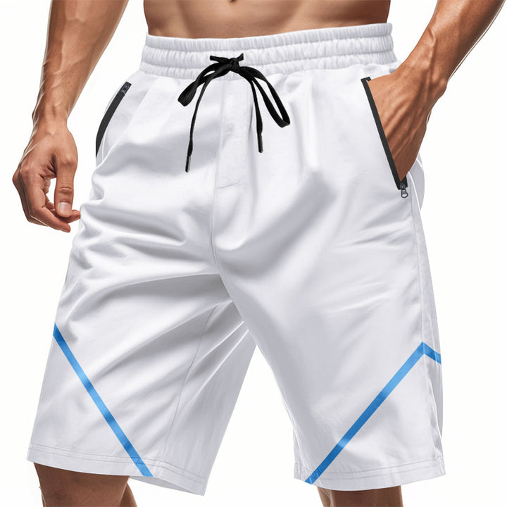 Herren nan atmungsaktive Trainingsshorts mit Reißverschlusstaschen und elastischem Tunnelzugbund Drune