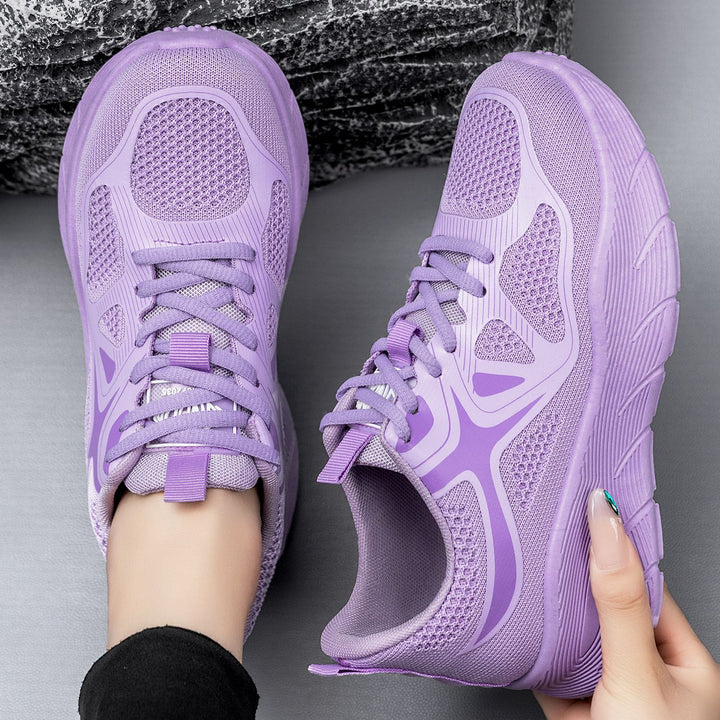 Damen nan nahtloser Performance-Walking-Sneaker mit atmungsaktivem Strickoberteil, verstärkter Zehenkappe und extrahoher Dämpfungsplateausohle Drune