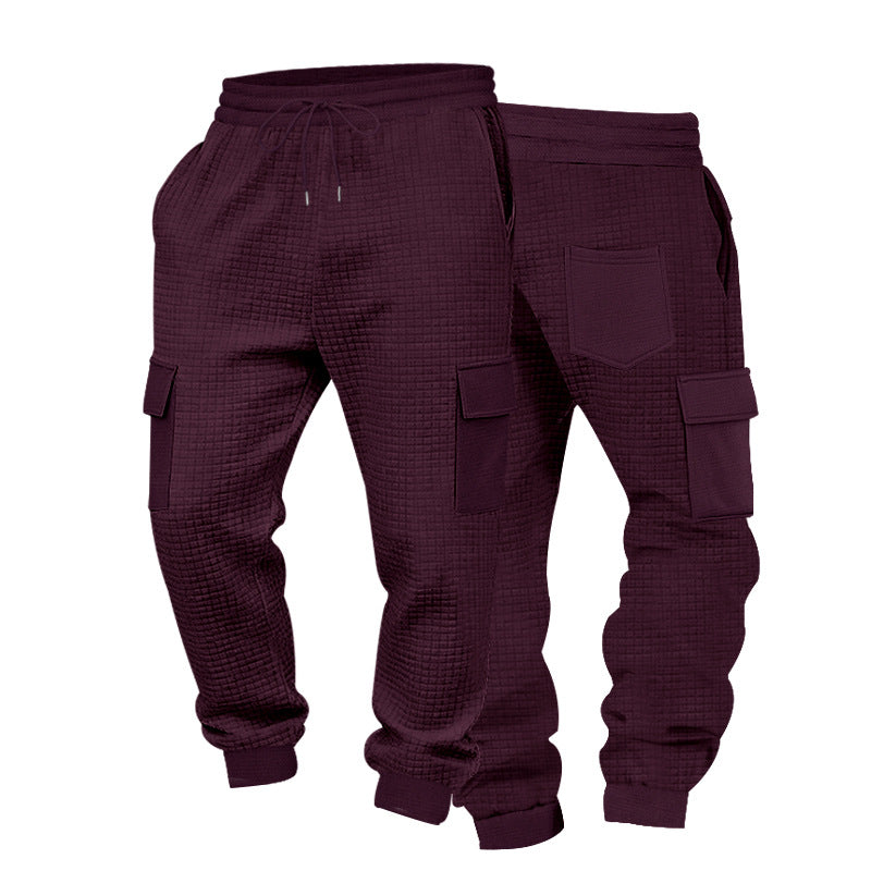 Herren Cargo-Jogginghose mit Waffelstruktur, elastischem Bund und Klappentaschen Drune