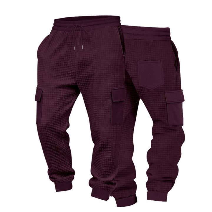 Herren Cargo-Jogginghose mit Waffelstruktur, elastischem Bund und Klappentaschen Drune