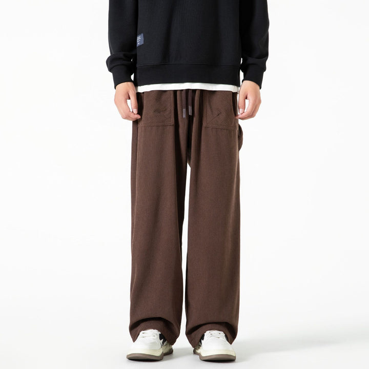 Damen Cordhose mit weitem Bein, elastischem Bund und aufgesetzten Taschen Drune