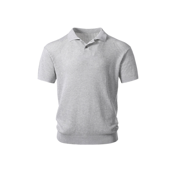 Herren Kurzarm-Feinstrick-Poloshirt mit Strukturstrick und luftiger Perforation Drune