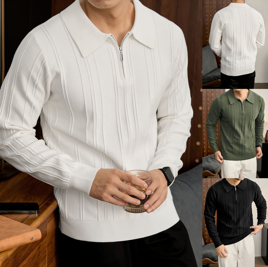 Herren Modischer Grobstrickpullover mit Reißverschluss Drune