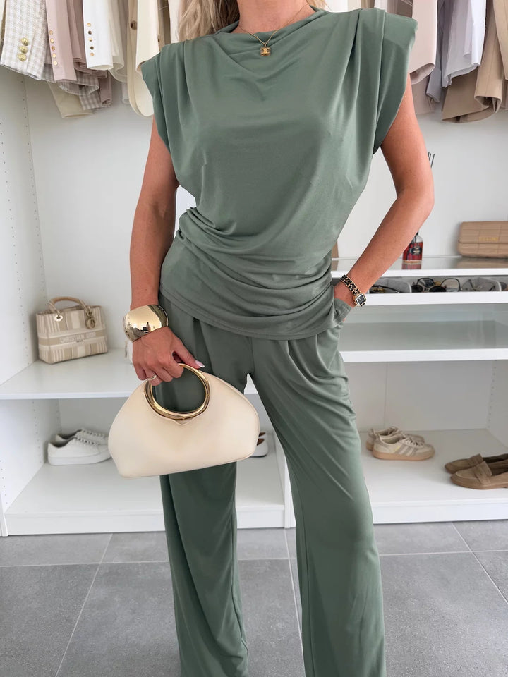 Damen elegantes Jumpsuit mit weitem Bein Drune