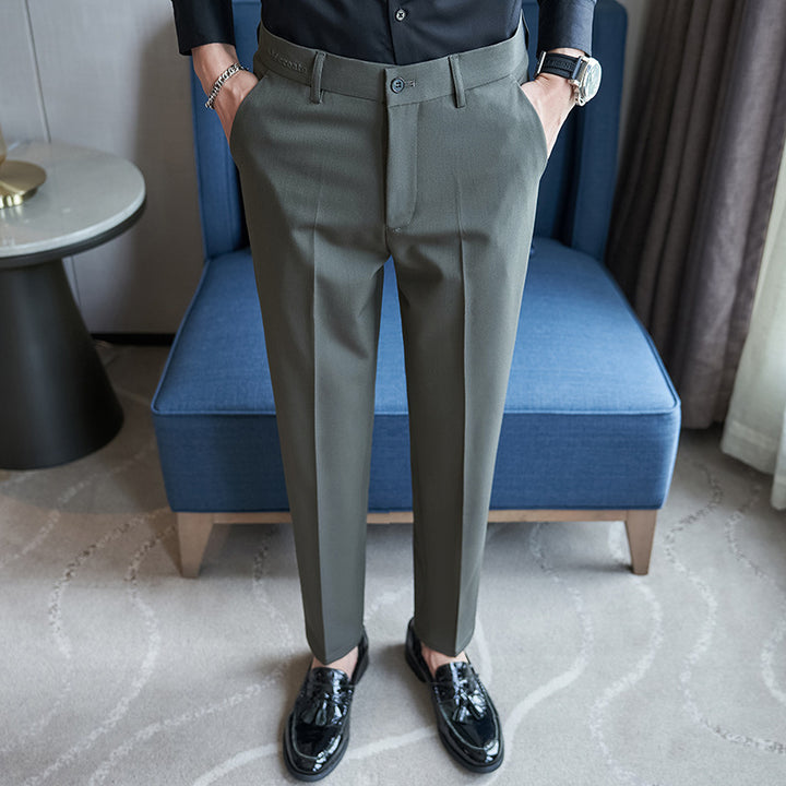 Herren elegante Anzughose mit schlanker Passform und feinem Streifenmuster Drune
