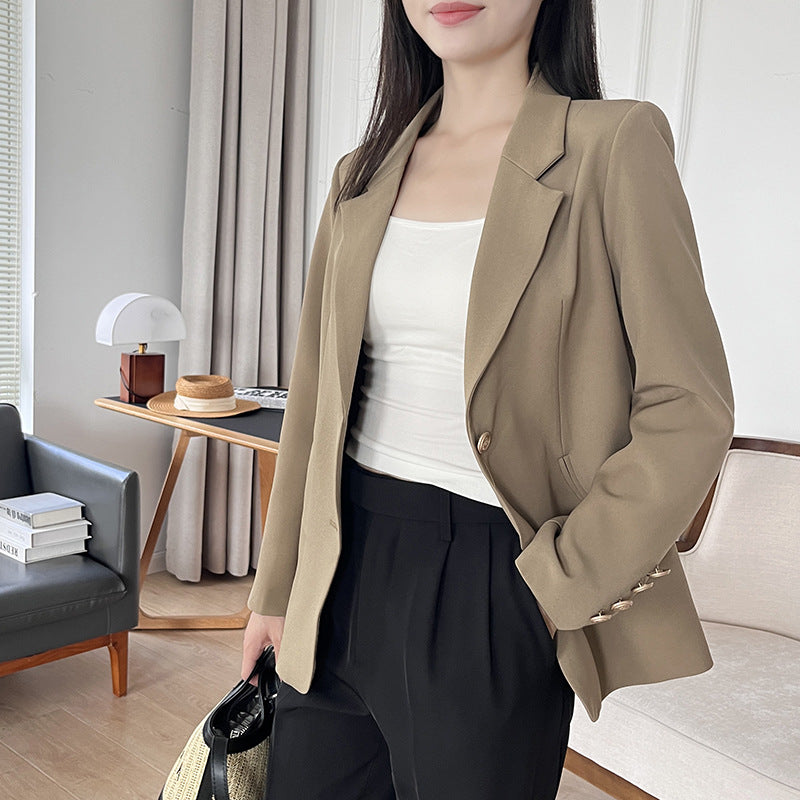 Damen elegante Blazerjacke mit strukturiertem Schnitt und praktischen Taschen Drune
