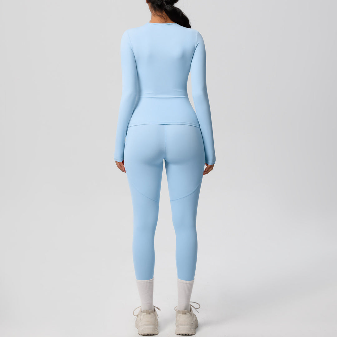 Damen Fitness-Oberteil und Hochbund-Leggings Set mit feuchtigkeitsableitender Technologie und ergonomischer Passform Drune