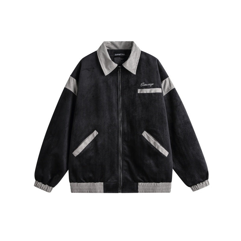 Unisex Harrington-Blousonjacke mit Strukturstoff und Kontrastbesatz Drune