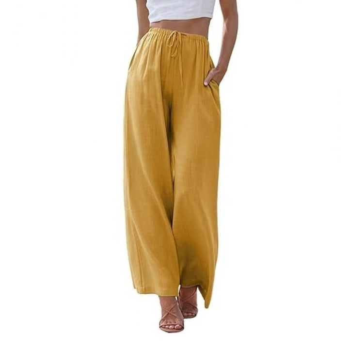 Damen Weite Palazzo-Hose mit elastischem Bund und seitlichen Taschen Drune