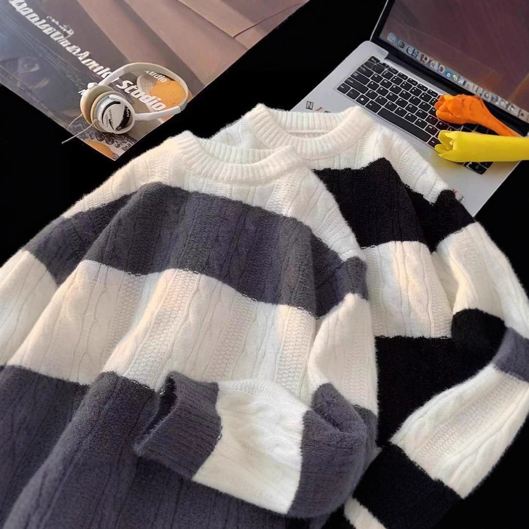 Damen Lässiger Strickpullover mit Zopfmuster Drune