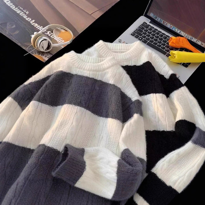 Damen Lässiger Strickpullover mit Zopfmuster Drune
