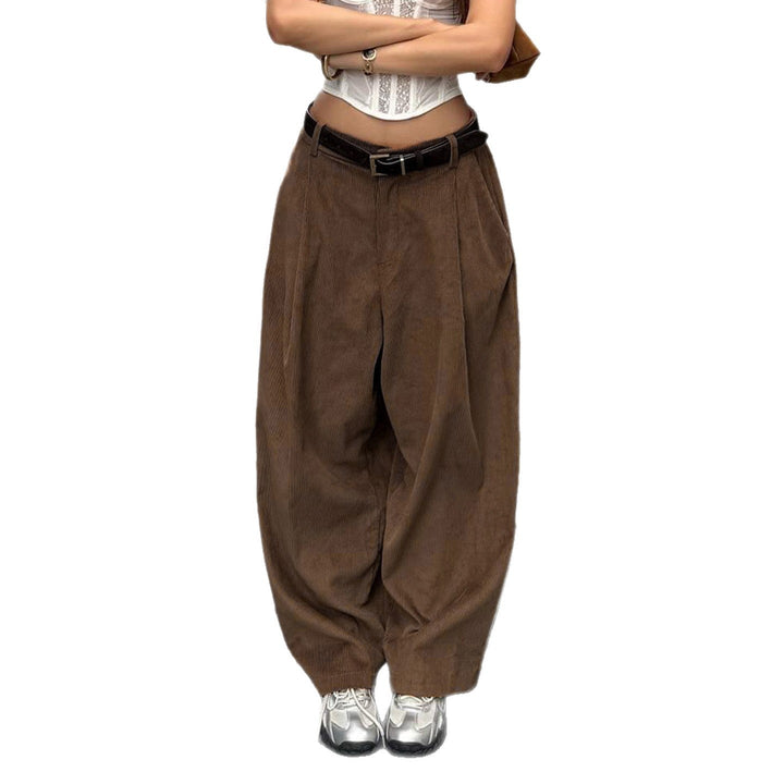 Damen weite Cordhose mit Falten Drune