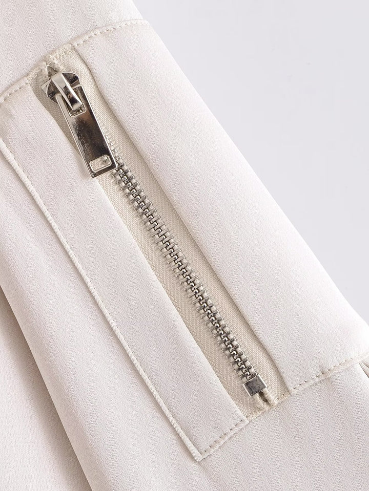 Damen Kurze Bomberjacke im Boxy‑Cropped‑Schnitt mit Reißverschluss und Ärmeltasche Drune