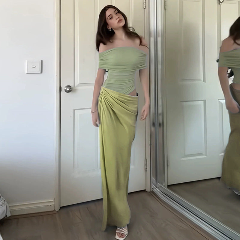 Damen elegantes Abendkleid mit schmalem Schnitt und transparenten Einsätzen Drune