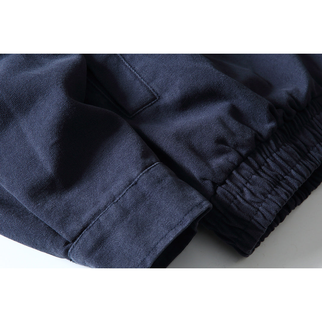 Herren Boxy-Canvas-Blouson mit kontrastierendem Kunstlederkragen und elastischem Saum Drune