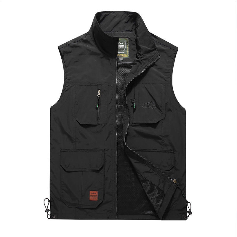 Herren Multifunktionale Outdoor‑Weste mit Mesh‑Futter, Mehrfach‑Taschen und verstellbarem Saum Drune