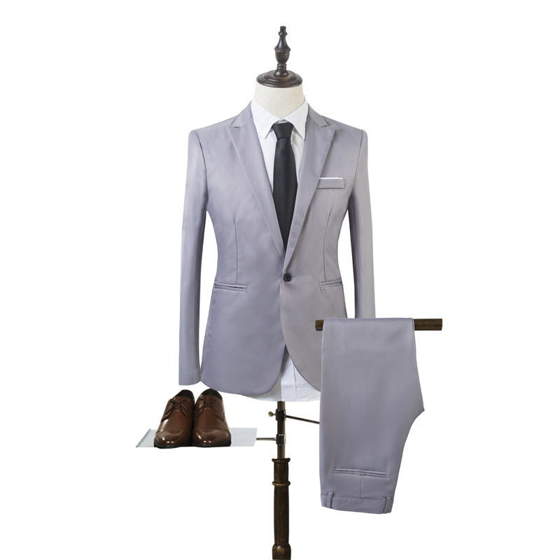 Herren Tailliertes Ein-Knopf-Anzugsset im Slim‑Fit mit schmaler Anzughose Drune