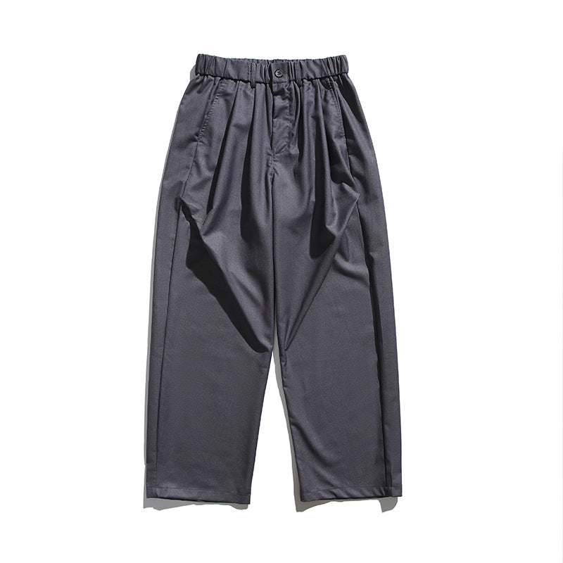 Herren Weite Bundfalten-Hose mit elastischem Tunnelzugbund und Cropped-Schnitt Drune