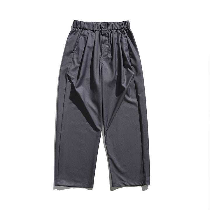 Herren Weite Bundfalten-Hose mit elastischem Tunnelzugbund und Cropped-Schnitt Drune