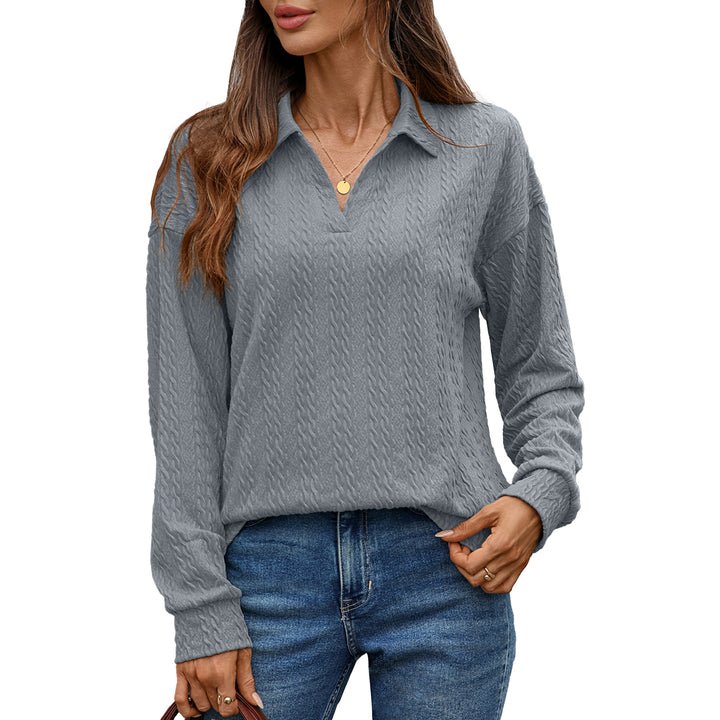 Damen Langarm-Polohemd mit strukturierter Strickoberfläche Drune