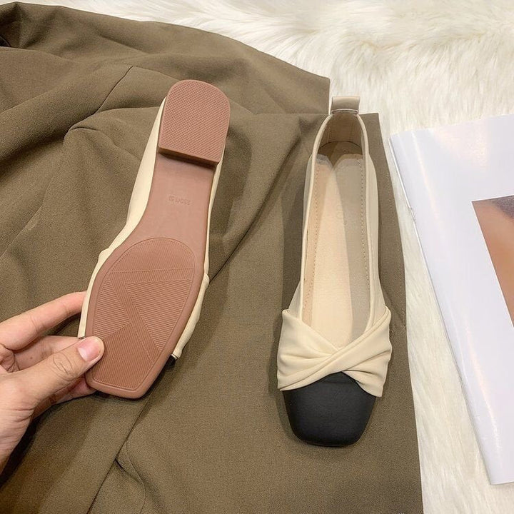 Damen Ballerinas mit modernem Knotendesign und kontrastierender Sohle Drune