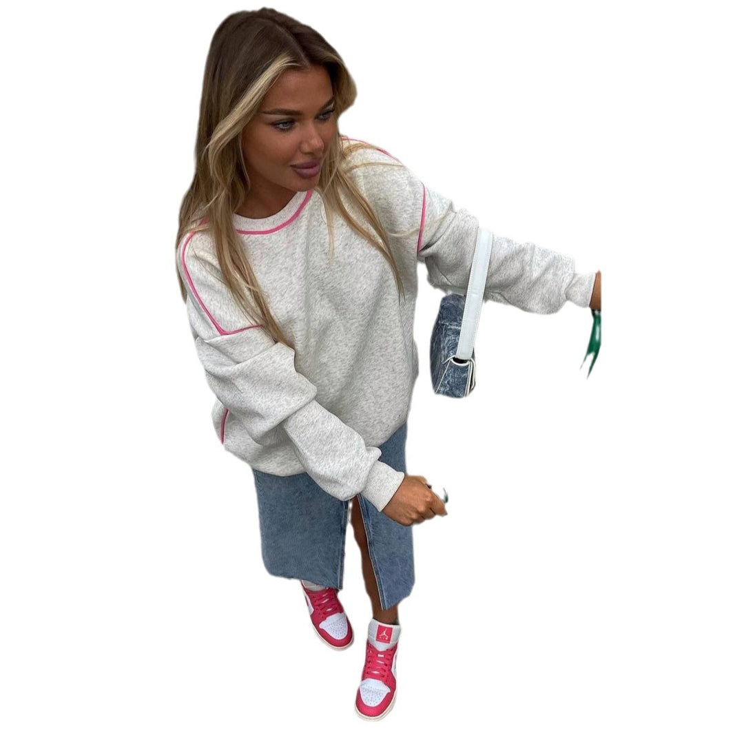 Damen Oversized Sweatshirt mit Kontrastnähten und lässigem Schnitt Drune
