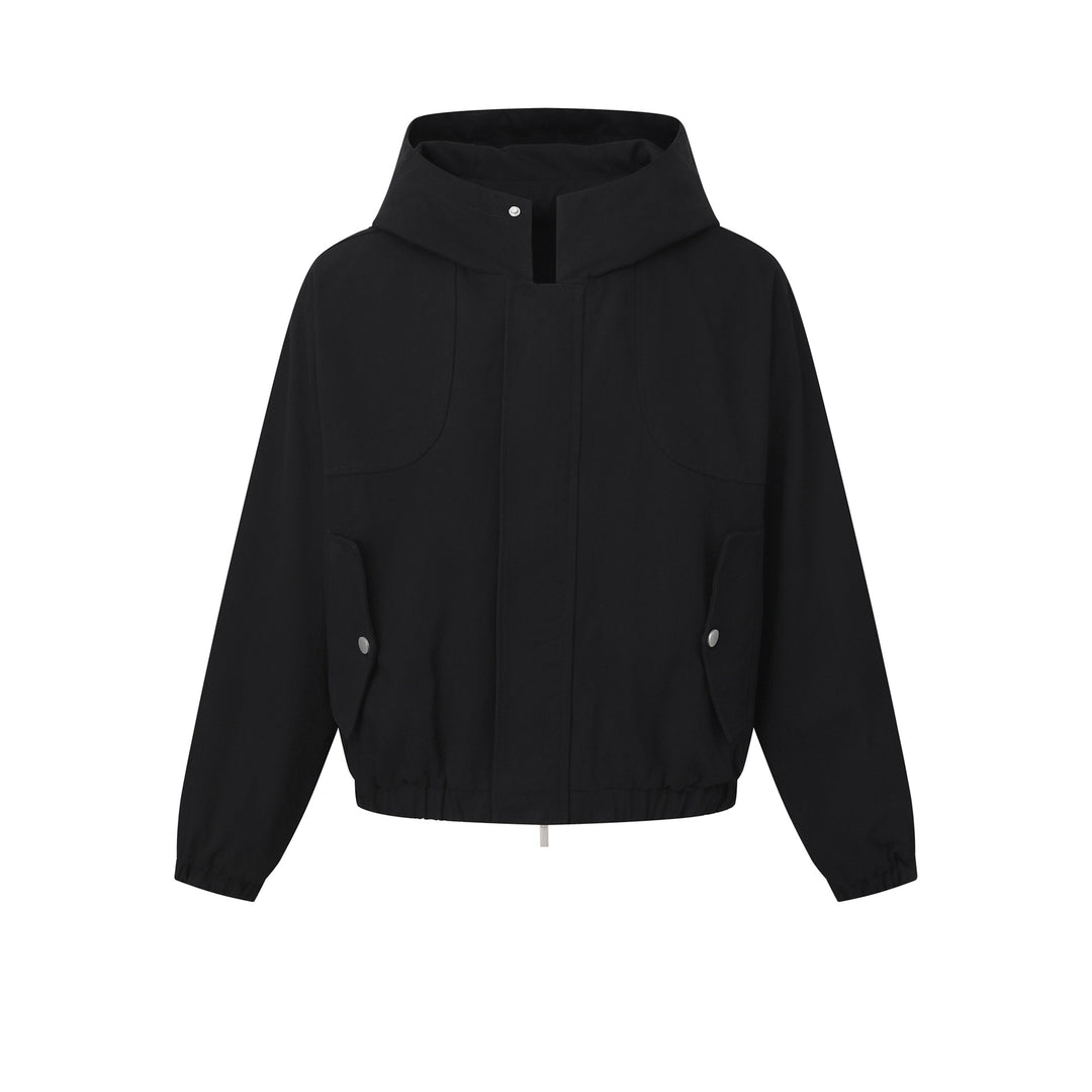 Damen Kurz geschnittene Kapuzenblousonjacke mit Tunnelzugsaum und aufgesetzten Pattentaschen Drune