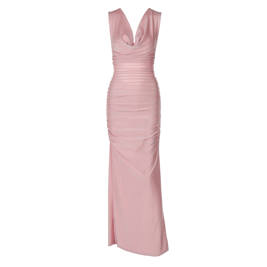 Damen Elegantes Maxikleid mit raffinierten Drapierungen Drune
