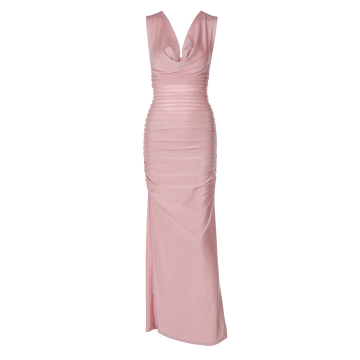 Damen Elegantes Maxikleid mit raffinierten Drapierungen Drune