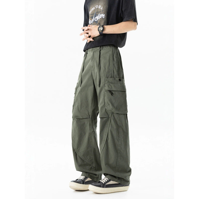 Herren weite Cargo-Hose im Baggy‑Schnitt mit Utility‑Taschen und Kordelbund Drune