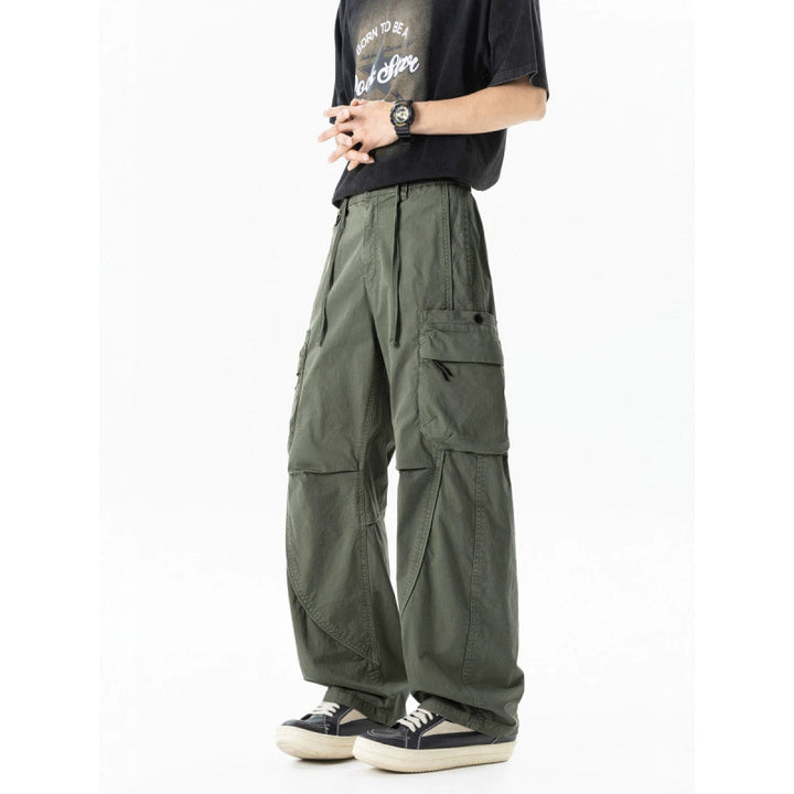 Herren weite Cargo-Hose im Baggy‑Schnitt mit Utility‑Taschen und Kordelbund Drune