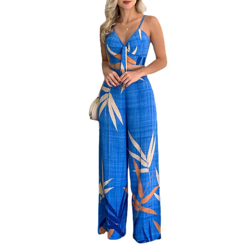 Damen Elegantes Set mit Kombination aus Crop-Top und weitem Hosen Drune