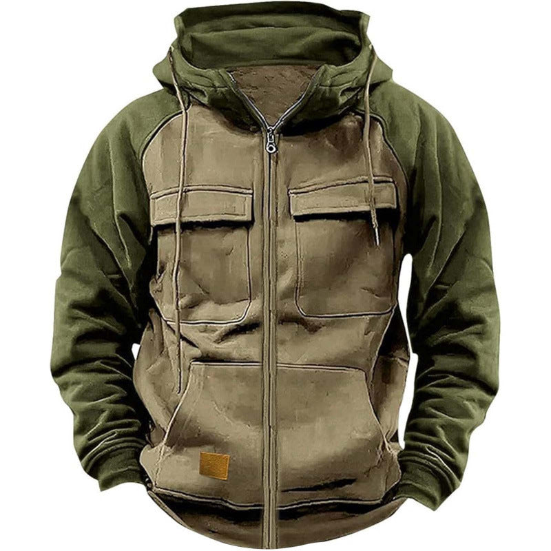 Herren Kapuzenjacke mit Cargo-Taschen und durchgehendem Reißverschluss Drune