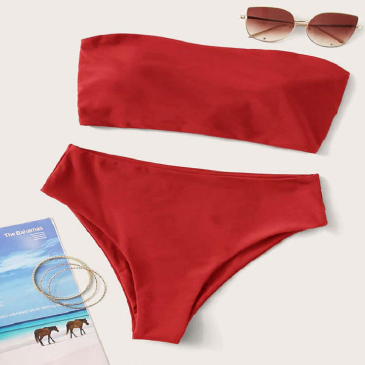 Damen Bandeau-Bikini mit hochgeschnittenem Unterteil Drune