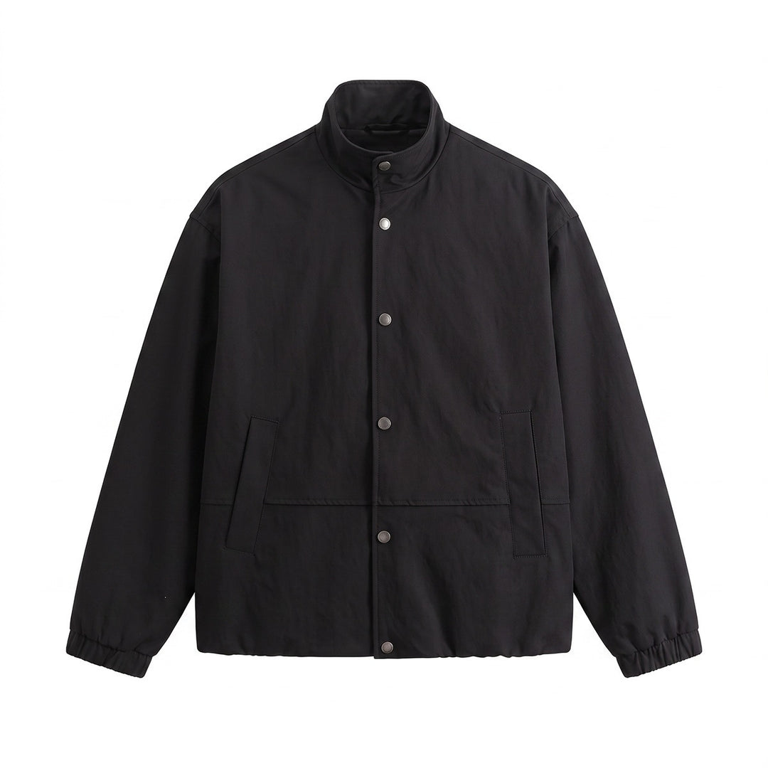 Herren Kurz geschnittener minimalistischer Boxy‑Blouson mit Stehkragen und Druckknopfblende Drune