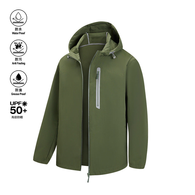 Herren Atmungsaktive Softshell-Kapuzenjacke mit wasserdichter Brusttasche und elastischem Saum Drune