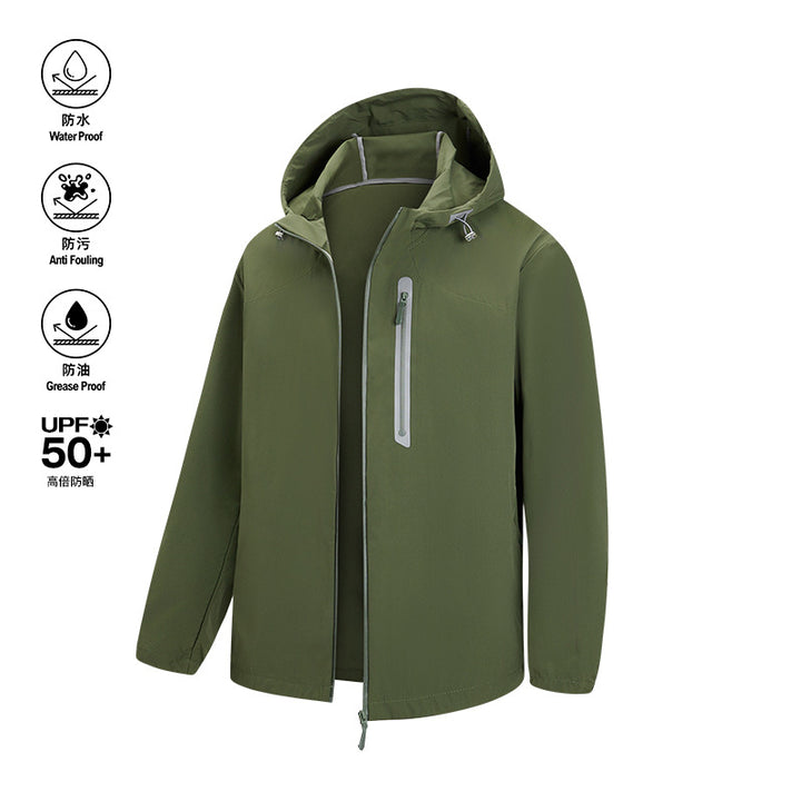Herren Atmungsaktive Softshell-Kapuzenjacke mit wasserdichter Brusttasche und elastischem Saum Drune