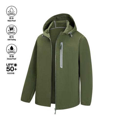 Herren Atmungsaktive Softshell-Kapuzenjacke mit wasserdichter Brusttasche und elastischem Saum Drune