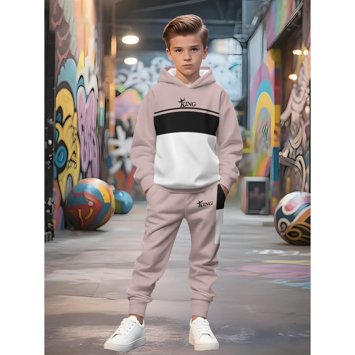 Unisex nan Kinder Jogginganzug mit Kapuzenpullover und detailreichem Auto-Print Drune