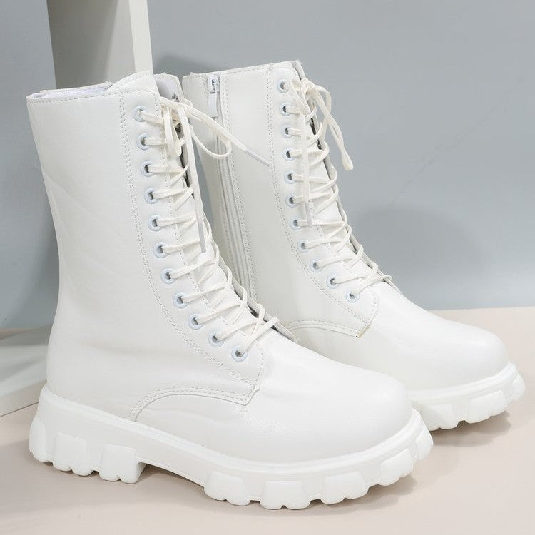 Damen Schnürstiefel mit robustem Profil und modischem Reißverschluss Drune