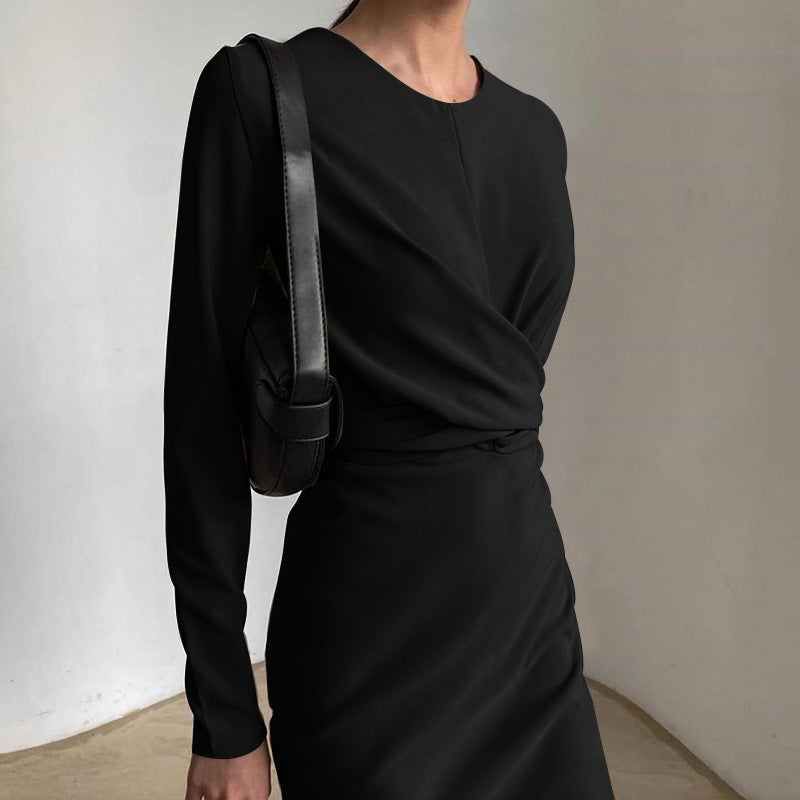 Damen figurbetontes Wickelkleid mit langen Ärmeln und elegantem Schnitt Drune