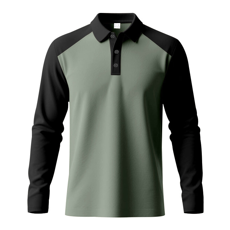 Herren Sportliches Langarmpoloshirt mit Kontrastärmel Drune