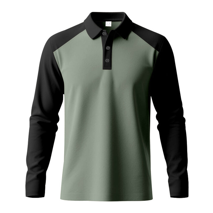Herren Sportliches Langarmpoloshirt mit Kontrastärmel Drune
