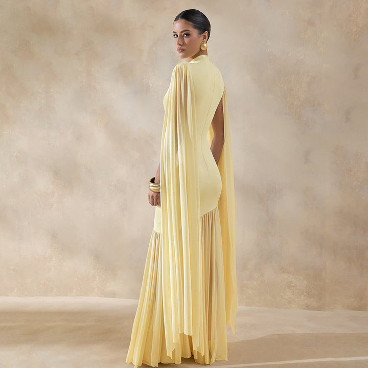 Damen Elegantes Maxikleid mit fließendem Stoff und ausgefallenen Ärmeln Drune