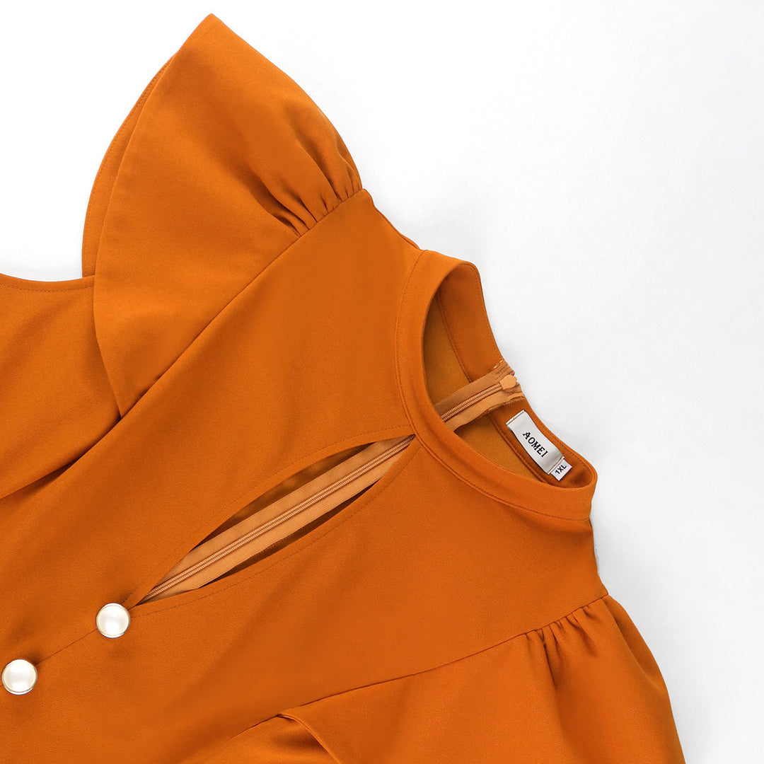 Damen eleganter Jumpsuit mit raffiniertem Ausschnitt und voluminösen Ärmeln Drune