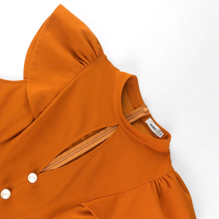 Damen eleganter Jumpsuit mit raffiniertem Ausschnitt und voluminösen Ärmeln Drune